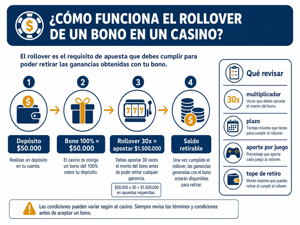 Cómo se calcula el rollover de un bono de casino en pesos chilenos