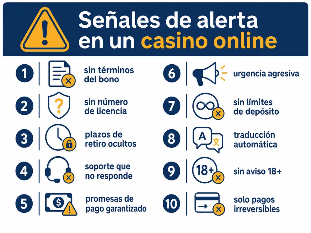 Diez señales de alerta para descartar un casino online antes de registrarte